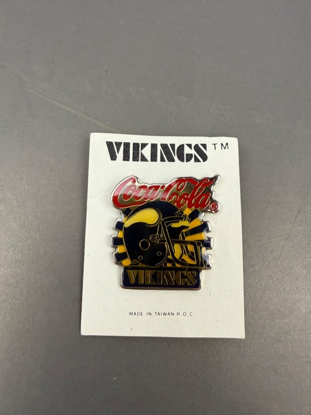 Vintage Vikings Coca-Cola Enamel Pin Made In Taiwan R.O.C.